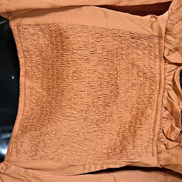ASTR Love Song Ruched Frill Puff Sleeve Top XS Apricot - Picture 10 of 12